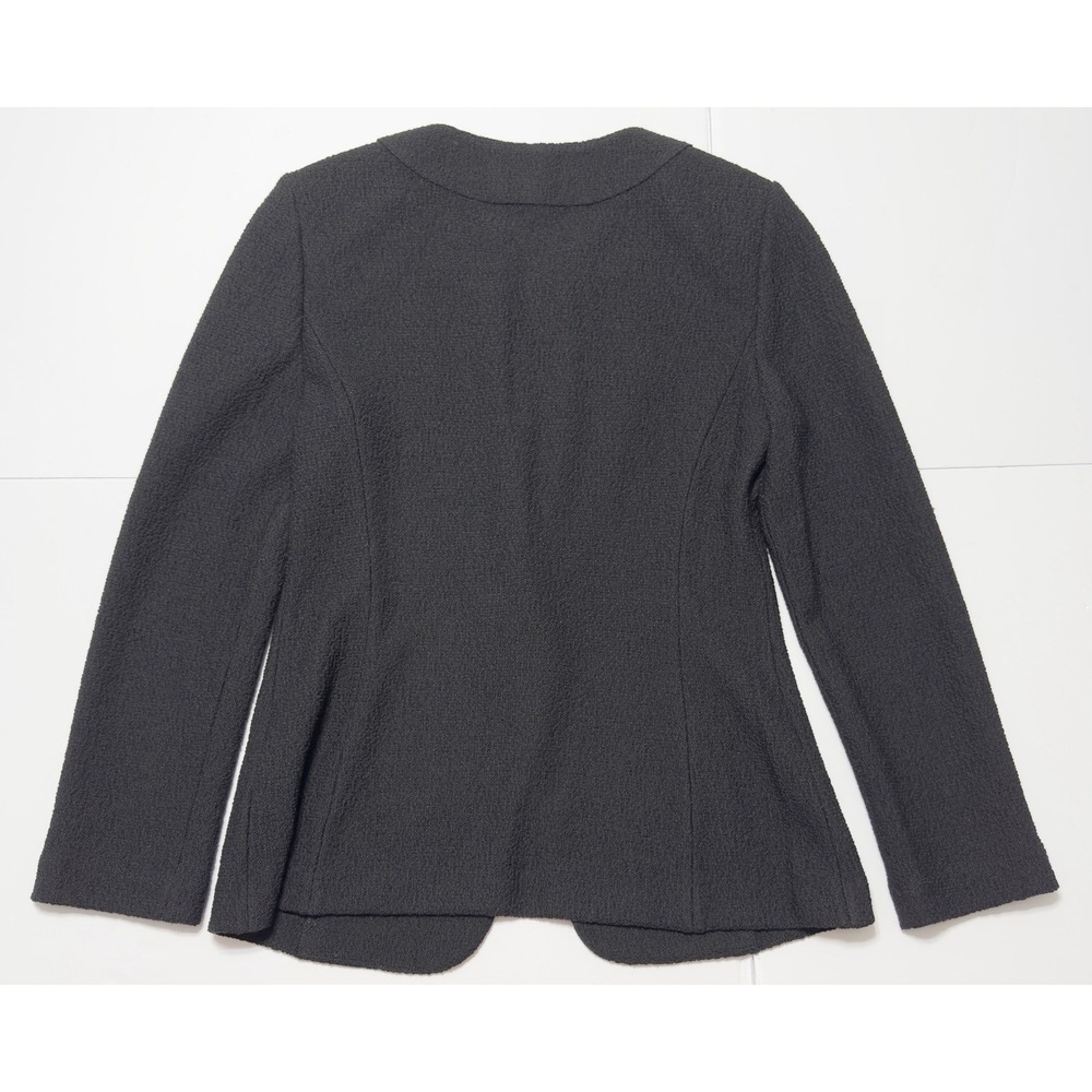 St. John Textured Knit One Button Blazer Jacket Satin Collar Sz 6 Designer USA - Picture 11 of 11